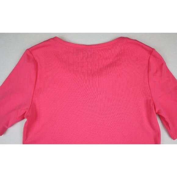 WOMEN'S PINK SHORT SLEEVE SHIRT - RAFAELLA - CHAIN NECK - KNIT - SIZE M - Picture 7 of 7